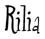 The image is a stylized text or script that reads 'Rilia' in a cursive or calligraphic font.