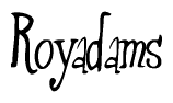 The image contains the word 'Royadams' written in a cursive, stylized font.