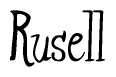 The image contains the word 'Rusell' written in a cursive, stylized font.