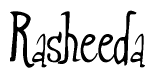   The image is of the word Rasheeda stylized in a cursive script. 