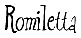 The image contains the word 'Romiletta' written in a cursive, stylized font.