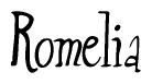 The image contains the word 'Romelia' written in a cursive, stylized font.