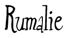The image is a stylized text or script that reads 'Rumalie' in a cursive or calligraphic font.