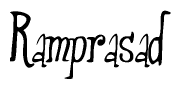 The image is of the word Ramprasad stylized in a cursive script.