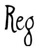 The image is a stylized text or script that reads 'Reg' in a cursive or calligraphic font.