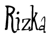 The image is a stylized text or script that reads 'Rizka' in a cursive or calligraphic font.