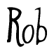 The image is a stylized text or script that reads 'Rob' in a cursive or calligraphic font.
