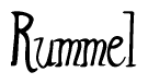 The image is a stylized text or script that reads 'Rummel' in a cursive or calligraphic font.