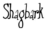 The image contains the word 'Shagbark' written in a cursive, stylized font.