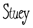 The image is of the word Stuey stylized in a cursive script.