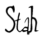 The image contains the word 'Stah' written in a cursive, stylized font.