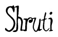 The image is a stylized text or script that reads 'Shruti' in a cursive or calligraphic font.