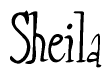 The image is a stylized text or script that reads 'Sheila' in a cursive or calligraphic font.