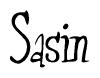 The image is of the word Sasin stylized in a cursive script.
