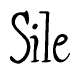 The image is a stylized text or script that reads 'Sile' in a cursive or calligraphic font.