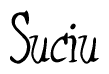 The image is a stylized text or script that reads 'Suciu' in a cursive or calligraphic font.
