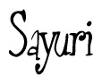 The image is a stylized text or script that reads 'Sayuri' in a cursive or calligraphic font.