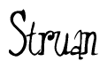 The image contains the word 'Struan' written in a cursive, stylized font.