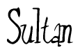 The image is of the word Sultan stylized in a cursive script.