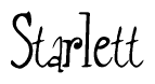 The image contains the word 'Starlett' written in a cursive, stylized font.