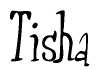 The image is of the word Tisha stylized in a cursive script.