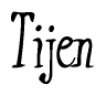 The image contains the word 'Tijen' written in a cursive, stylized font.