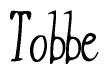 The image is a stylized text or script that reads 'Tobbe' in a cursive or calligraphic font.
