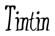 The image is of the word Tintin stylized in a cursive script.