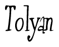 The image is of the word Tolyan stylized in a cursive script.