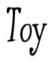 The image is of the word Toy stylized in a cursive script.