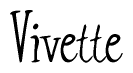The image is a stylized text or script that reads 'Vivette' in a cursive or calligraphic font.