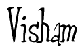 The image is a stylized text or script that reads 'Visham' in a cursive or calligraphic font.
