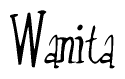 The image is a stylized text or script that reads 'Wanita' in a cursive or calligraphic font.