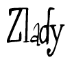 The image is of the word Zlady stylized in a cursive script.