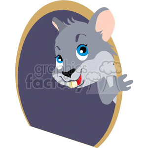 Cartoon Mouse Peeking from House Hole - Funny