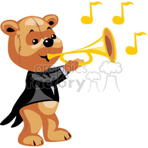 Teddy bear playing the trumpet