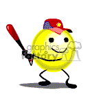 Animated smilie baseball player hitting the ball.