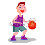 Basketball player dribbling the ball.
