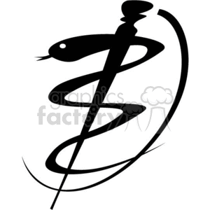 Clipart image of a snake coiled around a rod, symbolizing the Rod of Asclepius, commonly associated with medicine and healthcare.