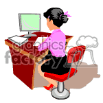 Female secretary working on her computer