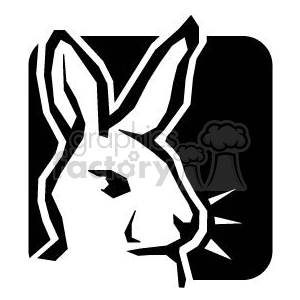 The image is a black and white vector clipart of a rabbit's head. The style is simplified and bold, suitable for vinyl cutting or similar graphic applications.