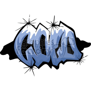 A blue and black graffiti art design spelling the word 'cold' with black star accents.