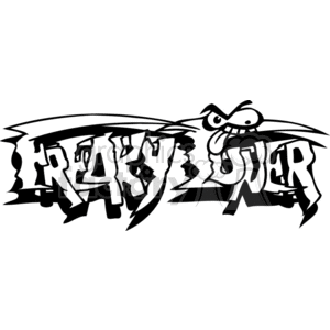 A black and white graffiti-style clipart image displaying the words 'Freaky Tuner' with a whimsical, cartoonish face and exaggerated features.