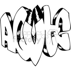 A black and white graffiti-style clipart image featuring the word 'ACUTE' in bold, three-dimensional letters.