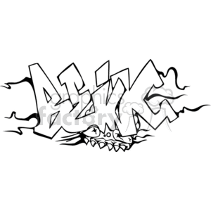 A graffiti-style graphic featuring the word with leopard spots and a snarling monster head incorporated into the design, emphasizing a wild and energetic theme.