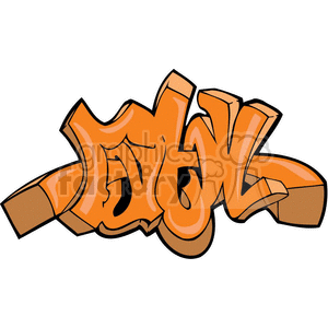 Colorful and abstract orange graffiti text design, displaying a bold and urban street art style.