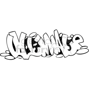 Black and white graffiti-style clipart image with the word in bold, stylized letters.