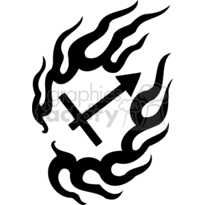 This clipart image features the Sagittarius zodiac sign symbol surrounded by stylized flames, representing the fire element associated with the sign.