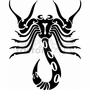 This clipart image depicts a stylized scorpion, symbolizing the Scorpio zodiac sign, often associated with star signs and horoscopes.