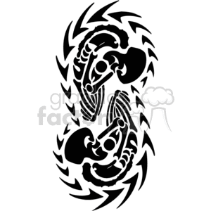 A stylized black and white clipart illustration of the Gemini zodiac sign. The image features two identical skeletal figures intertwined, symbolizing the twin nature of Gemini. The surrounding design includes dynamic arrow shapes, adding to the symbolism of duality and motion.